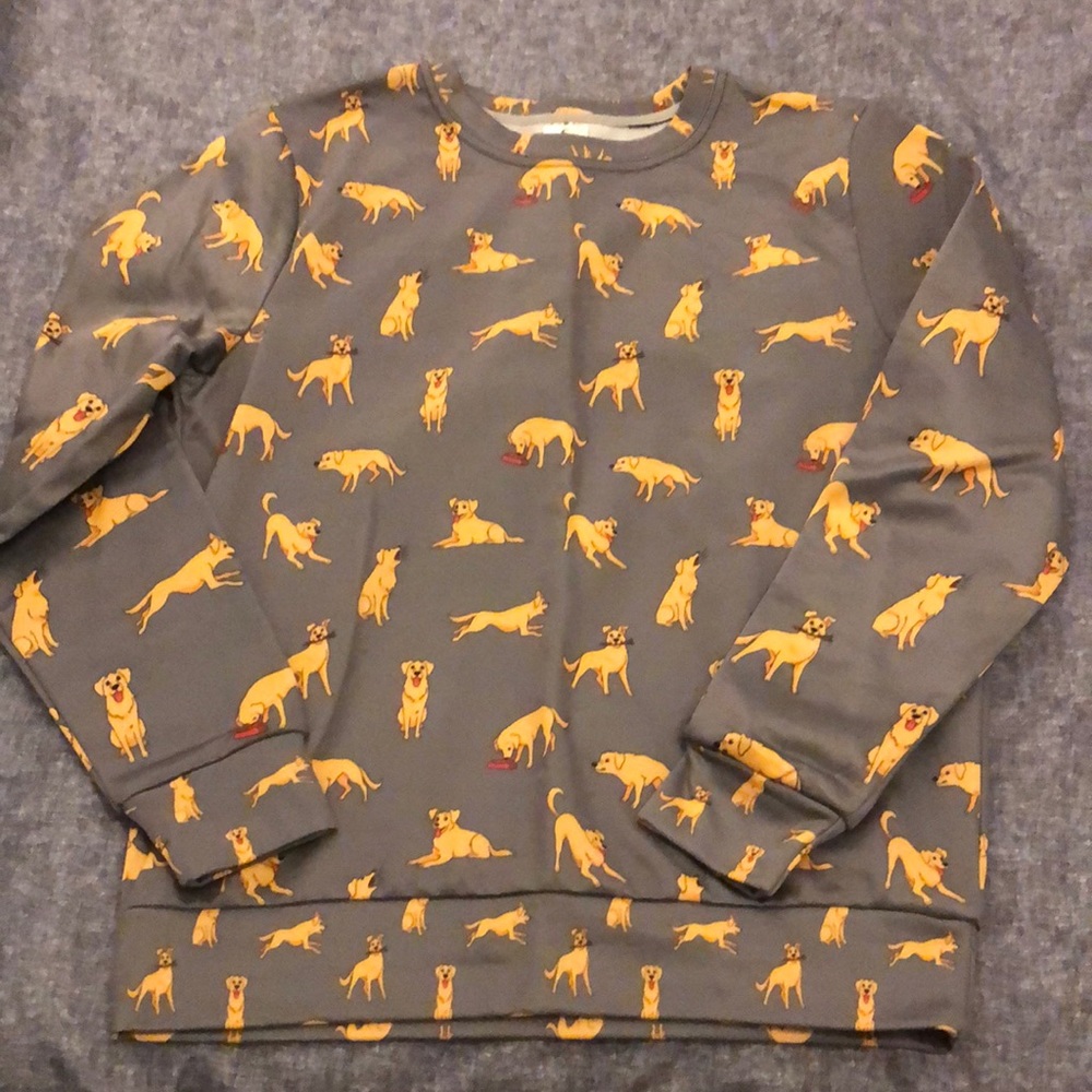 Dog Sweatshirt Womens Size Small Gray Dog Printed Pattern